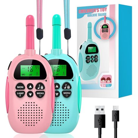 Talkies Walkies Für Kinder, Vox Wiederaufladbare Walkie Talkies Mit 2-wege-funkgerät, 16 Kanälen, Lcd-hintergrundbeleuchteter Taschenlampe, 3 Km Reichweite Für Outdoor-abenteuer, Camping Und Wandern,