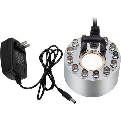 Ultraschall-luftbefeuchter Mit 12 Led, 20 Mm Bunte Lichter, 24v Teichnebelmaschine, Ultraschall-nebelgenerator Für Fischteiche Und Steingärten (mit Adapter)