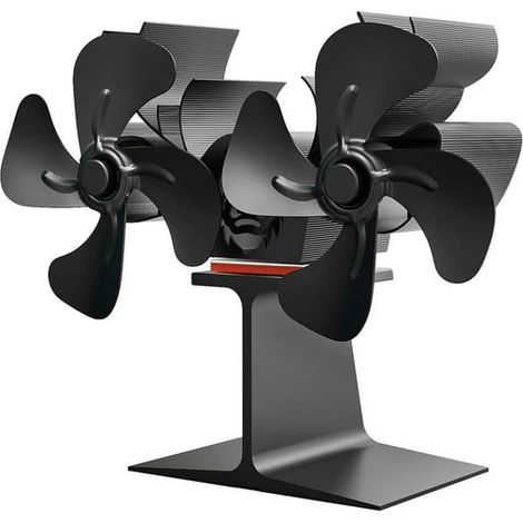 Kaminventilator, Thermischer Doppelkopf-ventilator Für Holzofen, 8-flügeliger Rentier-weihnachtsventilator, Schwarz, 20 X 9 X 17 Cm
