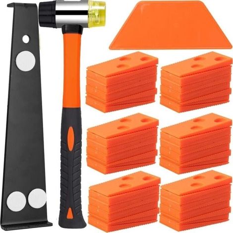 Installationskit Für Laminatboden, Verlege-kit Für Laminatparkett Mit 60 Abstandshaltern, Schlagblock, Robuster Zugstange Und Glasfaserhammer, Rutschfestem Softgriff - Liaiki