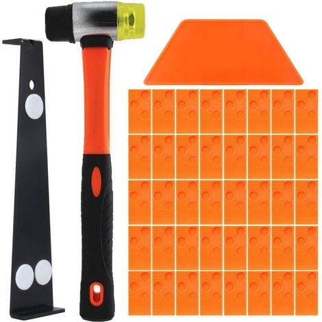 Installationskit Für Laminatböden, Verlege-set Für Laminatparkett Mit 40 Abstandshaltern, Schlagblock, Robustem Zugstab Und Glasfaserhammer, Rutschfestem Softgriff - Liaiki
