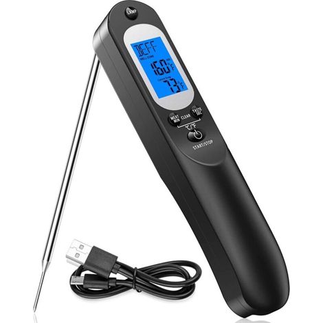 Digitales Küchenthermometer Und Kochzeitmesser Mit Sonde, Sofort-lesethermometer Mit Taschenlampe Und Lcd-display