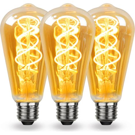 Led E27 Vintage Spiral-glühfaden Keramik, E27 Vintage Glühbirne Dimmbar 4w Warmweiß, Sanftes Licht, E27 Vintage Edison Bernstein Glühbirne Geeignet Für Wohnzimmer, Schlafzimmer, Flur Usw. [energieklas
