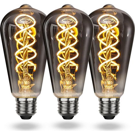 Led-glühbirne E27 Vintage Warmweiß, Dimmbare E27 Vintage-glühbirne Mit Spiralglühfaden 4w Sanftes Licht, E27 Vintage-edison-glühbirne Geeignet Für Wohnzimmer, Schlafzimmer, Flur, Terrasse Usw. [energi