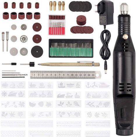 130-teiliges Set Mit Elektrischem Drehwerkzeug, Ergonomischer Griff Mit 30 Schleifnadeln