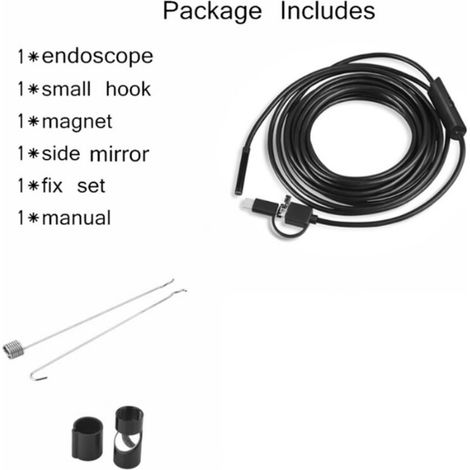 Endoskopkamera Usb 720p, Ip67 Wasserdichte Inspektionskamera Mit 8-mm-sonde, 10 M Halbstarrer Kabel Mit 6 Leds, Type-c Kompatibel Mit Otg Android-handys Und Pc - 10 M Kabel