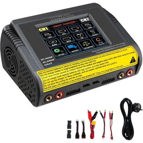 Ladegerät Lipo T400 Ac200w/dc400w 12a, Doppel-entlade-lipo-batterieladegerät Mit 3,2-zoll-farb-touchscreen, Lipo-balancer-entlader Für Lipo/lilon/life/nimh/nicd/pb/nimh