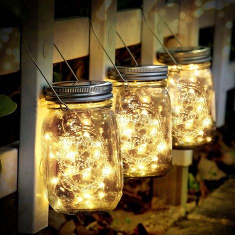 Solarleuchten Für Außen, 3 Stück Solar-gartenleuchten Mit 30 Led, Wasserdichte Einmachglas-lampen Für Innen- Und Außendekoration, Weihnachtsbeleuchtung (warmweiß)