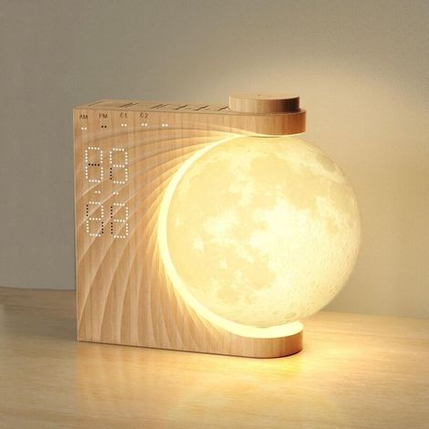 Mondlampe Mit 2 Lichtweckern, Led-lichtwecker Mit Radio, Sonnenaufgangssimulator-wecker, Wecker Und Soundmaschine Mit Mond-nachtlicht, Schlummerfunktion, Lichtwecker, 10 Naturgeräusche, 8 Farben