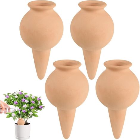 4er-set Ton-bewässerungskegel 100 Ml, Terrakotta-bewässerungskugel Oyas Zum Eingraben, Automatisches Bewässerungssystem, Wasserreservoir Für Zimmer- Und Außenpflanzen, Ideal Für Urlaub, Garten Und Bür