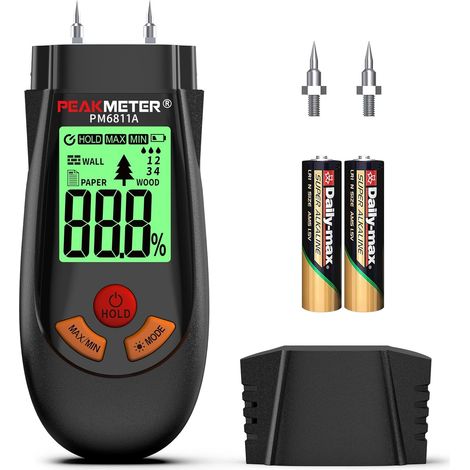 Feuchtigkeitsmessgerät Für Wände, Holz Und Papier, Tragbares Feuchtemessgerät Mit 3 Modi, Led-bildschirm Und Dreifarbiger Alarm, Hygrometer Für Bau, Heimwerken Und Renovierung