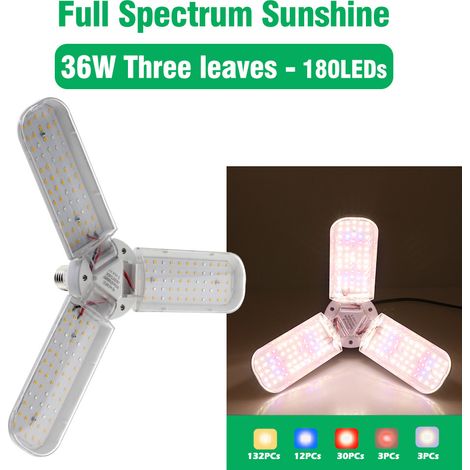 36 W Faltbare Led-pflanzenlampe Mit 4 M Hängendem E27-leuchtkopf, Geeignet Für Zimmerpflanzen, Gewächshaus Und Hydrokultur