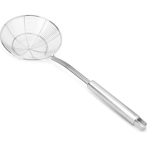 Edelstahl-spinnenabschäumer, 1er-pack, Professioneller Stahldraht-sieb Und Abtropfgitter Für Wasser Oder Öl – Metall-küchenabschäumer Mit Hitzebeständigem Griff – 39 Cm