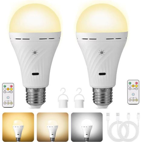 Wiederaufladbare Usb-glühbirne Mit Fernbedienung, 2200mah Akku, 3-stufiger Dimmer Und Timer, E27-fassung, Drei Farbtemperaturen, Led-glühbirne