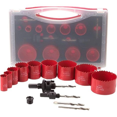 Lochsägeset, 14-teilig Bi-metall-lochsägen, 14 Stück Mit 9 Sägen Ø 19-64 Mm, Adapter, Inbusschlüssel, Für Dünne Holzbretter, Pvc- Und Kunststoffplatten - Lavages