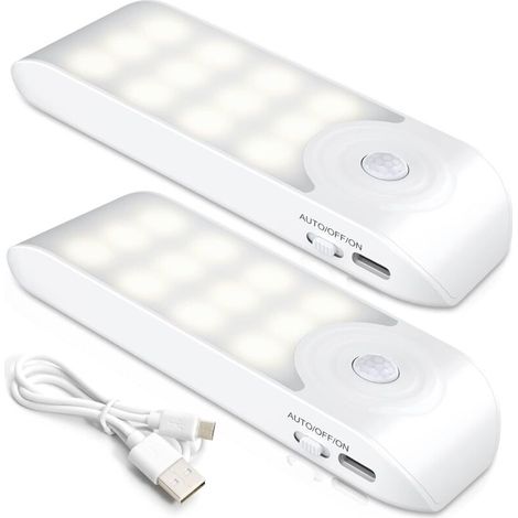 Led-nachtlicht, Wiederaufladbar, [2 Stück] Automatische Led-lampe Mit Bewegungssensor, Magnetische, Tragbare Wandleuchte Für Schrank, Schlafzimmer, Flur, Garderobe, Treppe [12 Leds] [3 Modi]