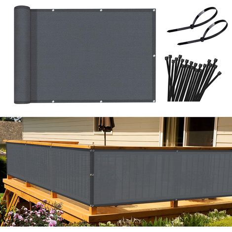Balkon-sichtschutz 90x300 Cm – Hdpe 185g/m², 95% Uv-beständig – Einfache Installation Mit Ösen Und Kabelbindern – Farbe Anthrazit - Cm 185 G