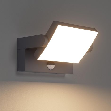 18w Led-außen-/innenleuchte Mit Bewegungsmelder, Wandlampe Mit Drehbarem Led-panel, Ip65 Moderne Beleuchtung Für Eingang Und Garten, Anthrazit, Kaltweiß 6000k