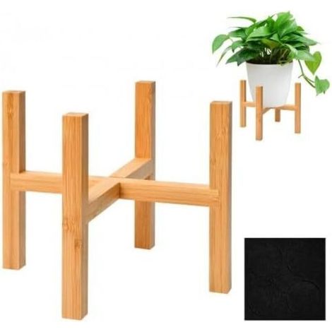 Pflanzenstütze, Bambus-pflanzenstütze Für Den Innenbereich, Holz-blumentopfhalter, Für Innen- Und Außenbereich, 19,3 X 16 Cm