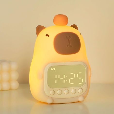 Capybara-wecker Mit Nachtlicht Für Kinder, Hübsche Wecker Für Das Schlafzimmer, Silikon-tischlampe Für Jugendliche