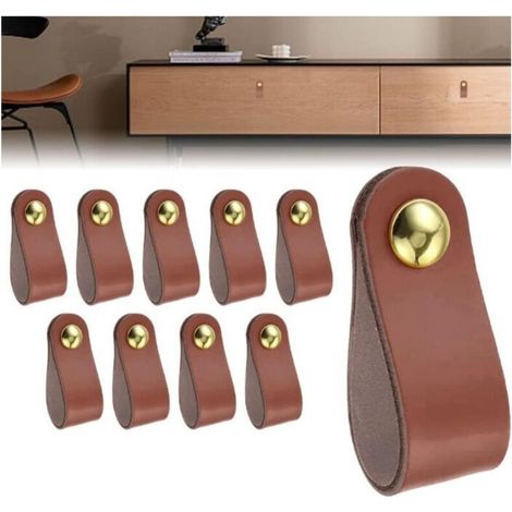 Lntyq 10 Stück Ledergriffe Für Möbel, Ledertürgriffe, Schrankledergriffe, Küchentürgriffe Aus Leder, Schranktürgriffe Aus Leder Für Küche Und Schlafzimmer