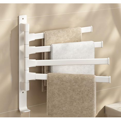 4-armiger, Drehbarer Handtuchhalter Mit Haken, Platzsparend, Zur Wandmontage - Beige