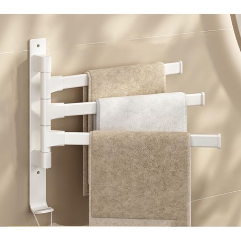 3-armiger Drehbarer Handtuchhalter, Dick Und Mit Haken, Platzsparend, Wandmontiert - Beige