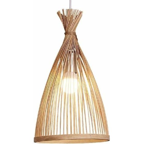 Aufhängung, Bambus-lampenschirm Kreativer Deckenleuchter Kronleuchter Für Esszimmer, Wohnzimmer, Schlafzimmer, Café, Bartheke, 20x38cm