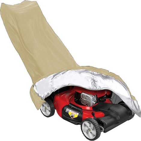 Rasenmäherabdeckung Aus 210d-polyester, Wasserdicht Und Staubbeständig, Mit Kordelzug Und Aufbewahrungsbeutel (317,8 X 193,2 X 111,8 Cm), Beige
