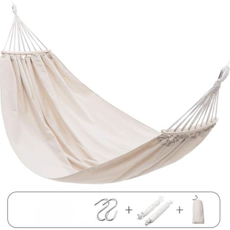 Garten-hängematte Mit Gebogenem Holzständer, Komfortable Und Tragbare Hängematte Mit Gurtzubehör Und Transporttasche Für Terrasse, Innen- Und Außenbereich, Garten, Strand – 190x150 Cm