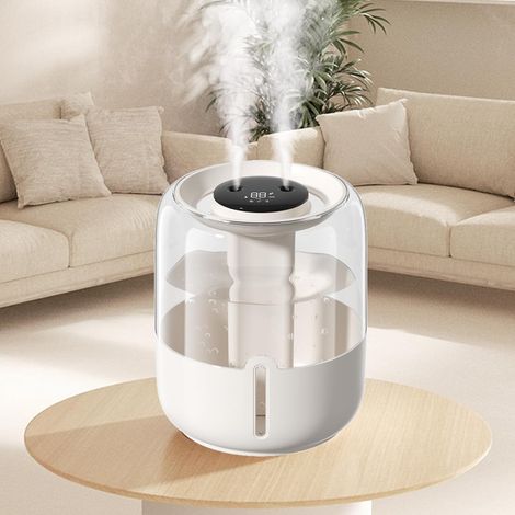 Luftbefeuchter 6,8 L, Kühler Nebel, Doppelte Düsen, 3 Einstellungen Und Nachtlicht, Beige