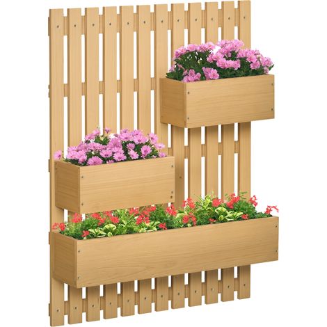 Wandblumenkasten Mit 3 Abnehmbaren Kästen Aus Massivholz 60 X 16 X 80 Cm