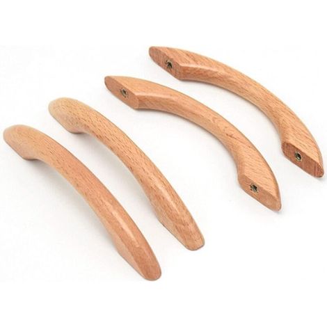 8er-set Holzmöbelgriffe, Türgriffe, Schrankgriffe, Gebogene Griffe, Schubladengriffe Mit Schrauben, Farbe Naturholz