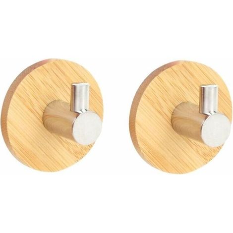 2 X Wasserdichte Klebehaken Aus Bambus Und Edelstahl, Metallene Türhaken Mit Aufkleber Für Bad, Küche, Wand, Decke, Schrank