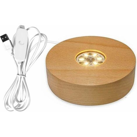 Stabiler Holz-lampensockel, Drehbarer Ständer, Wiederaufladbares Zubehör Mit Fernbedienung Und Led-licht