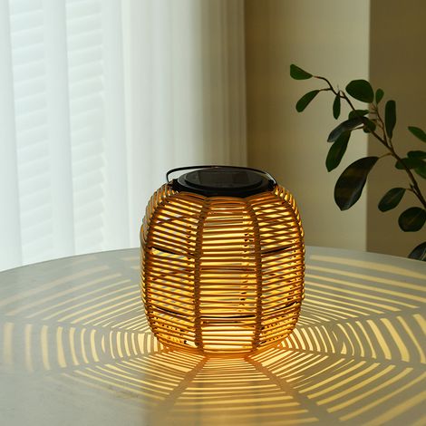 Lanternen Für Balkone Oder Gärten Sunshine Treasure, Beige, Außenbeleuchtung, Kunststoff, Rattan, Solar 3000k, Polyrattan