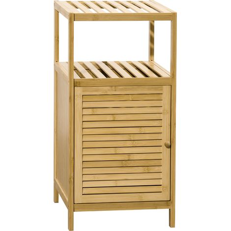 Badezimmermöbel Mit Regal, Aus Bambus, 1 Regal, 1 Schrank, 33 Cm X 36,5 Cm X 67 Cm, Natur