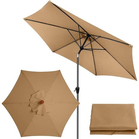 Ersatzbezug Für Sonnenschirm, 2,7 M, Mit 6 Streben, Aus Universellem Stoff, Ideal Für Garten, Terrasse, Hof, Strand Und Pool.
