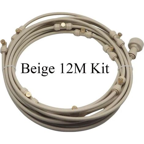 Verdunstungskühlsystem Für Den Außenbereich, Vormontierter Wassersprüher Für Terrasse, Garten, Gewächshaus Und Pflanzen, Bewässerungsset 6-18 Meter, Beiges Set 12 M