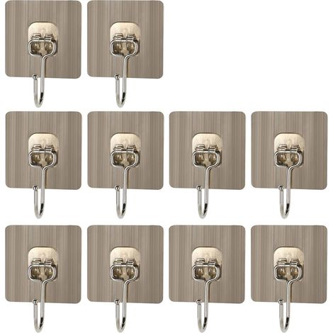 Satz Von 10 Selbstklebenden Wandhaken, Bis Zu 20 Kg Tragkraft, Für Badezimmer, Küche, Decke, Zum Aufhängen An Wänden Und Türen, Für Bademäntel Und Handtuchhalter