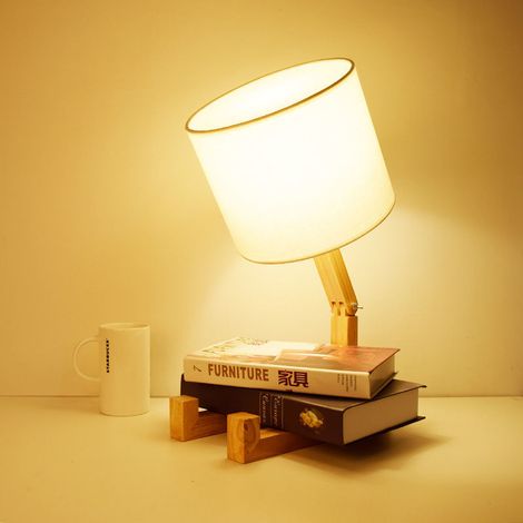 Nachttischlampe Mit Verstellbarem Arm Und Fuß, Leselampe, Stoffschirm (glühbirne Nicht Enthalten).