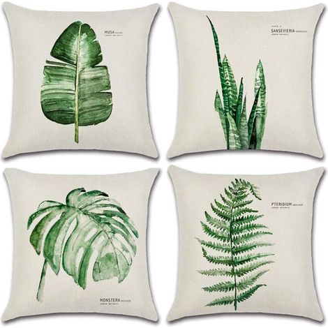 Außen Kissenbezug, 4er-set Wasserdicht Mit Grünem Blattmuster, Sofakissenhülle Für Patio, Garten, Wohnzimmer, Schlafzimmer Dekoration, 45x45cm