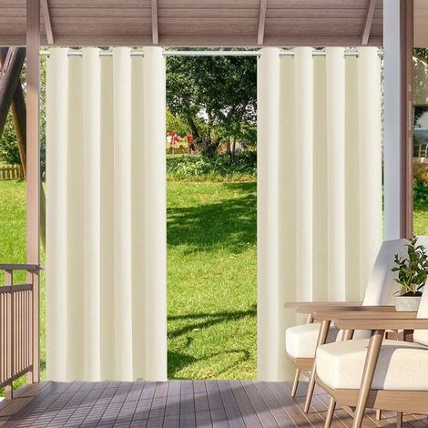 Wasserdichte Außenvorhänge – Thermische Verdunkelungsvorhänge, Wind- Und Uv-beständig (beige, 2er-pack / 132 X 240 Cm)