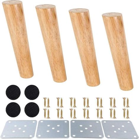 Konische Möbelbeine Aus Eichenholz – 4er-set – Höhe 20 Cm – Inklusive Zubehör Für Einfache Montage – Kompatibel Mit Sofas Und Tischen
