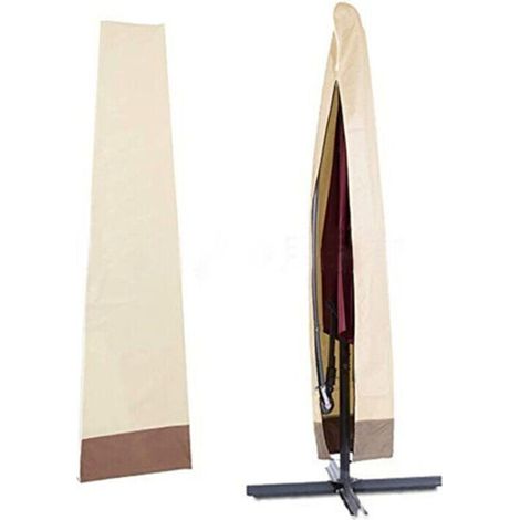 Garten-parasol-schutzhülle, 600d Oxford Wasserdichte Abdeckung Für Terrassen- Und Garten-parasols Mit Aufbewahrungsbeutel, Uv- Und Windbeständig (200x60x55cm, Beige/kaffee)