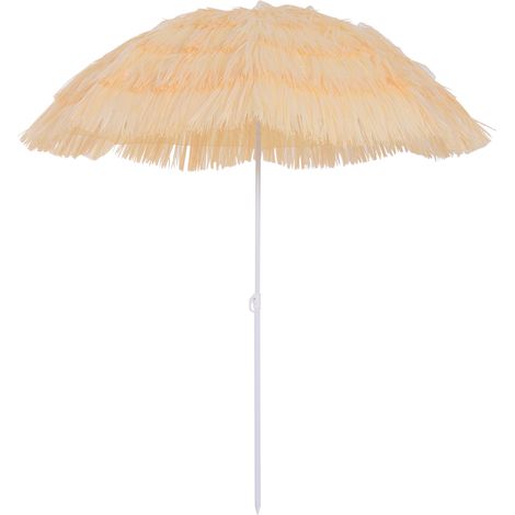 Strandsonnenschirm Mit 8 Streben, Neigbarem Mast, Aus Polyester Und Metall, 1,6 X 2 M, Beige