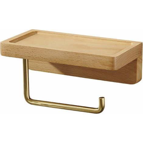 Massivholz-toilettenpapierhalter, Doppelt Montierbarer Wandhalter, Selbstklebende Abgerundete Ecken, Dekoration Für Badezimmer Und Küche (buche)