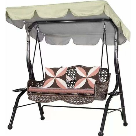 Ersatzdach Für Gartenschaukel, Wasserdicht Aus 210d Stoff, Sonnenschutz-überdachung Als Ersatz Für Schaukeln, Uv-beständig (beige, 164x114x15 Cm) – Dreisitzig