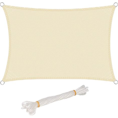 Rechteckiges, Wasserdichtes Sonnensegel Aus Polyester Mit 93% Uv-schutz, Windbeständig Und Wasserabweisend Für Garten, Terrasse Und Camping, Beige, 3x5m