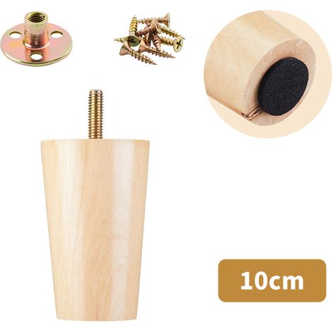 Satz Von 4 Massiven Holzsofabeinen, Geeignet Für Tv-möbel, Couchtisch, Schuhregal Und Badezimmermöbel (10 Cm)